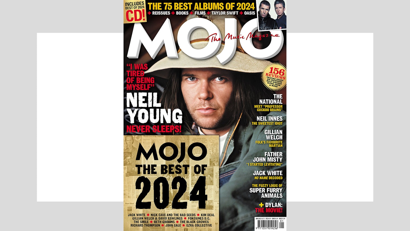 MOJO 374 magazine cover, featuring Neil Young and The Best Albums Of 2024